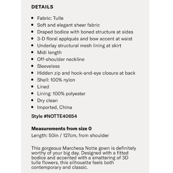 Marchesa Notte Tulle Tea Length Gown - Picture 7 of 7